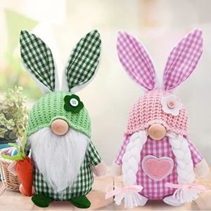 NIP Set Of 2 Gnomes With Posable Bunny Ears & Wooden Noses